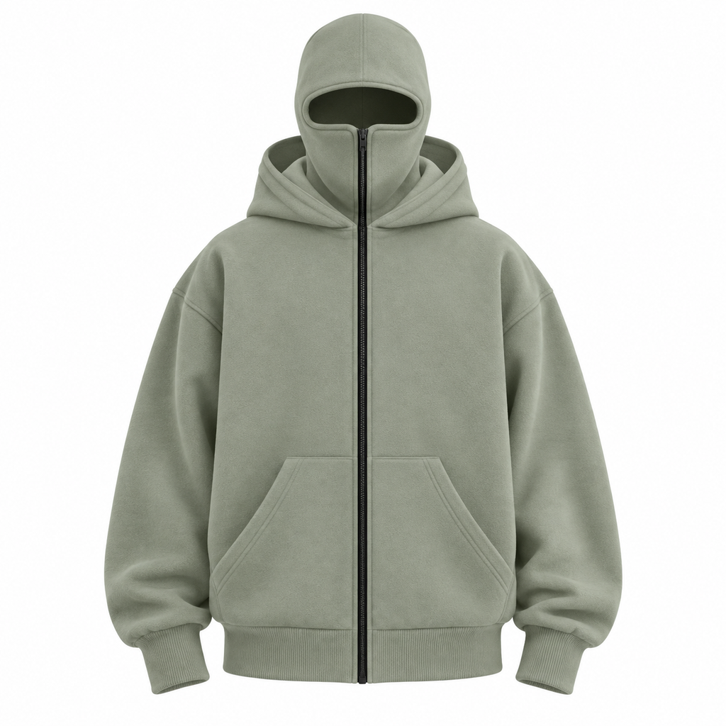 Anti-Social Balaclava Zip-Up Hoodie – Unisex Oversized