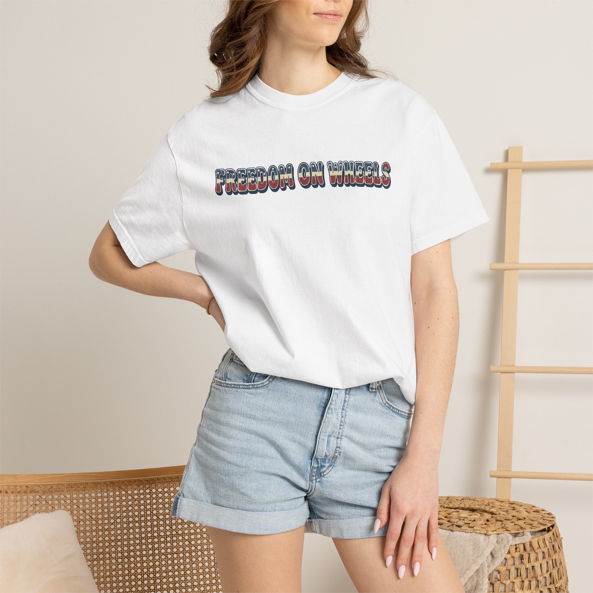 Freedom on Wheels T‑Shirt — 4th of July Motorcycle Rally Tee
