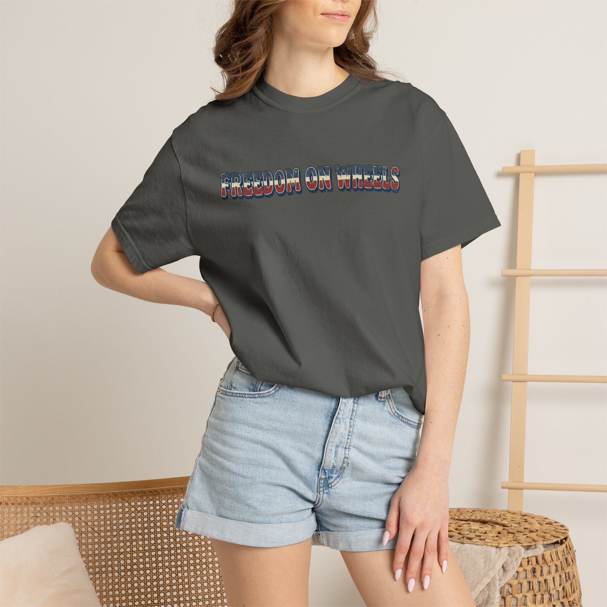 Freedom on Wheels T‑Shirt — 4th of July Motorcycle Rally Tee