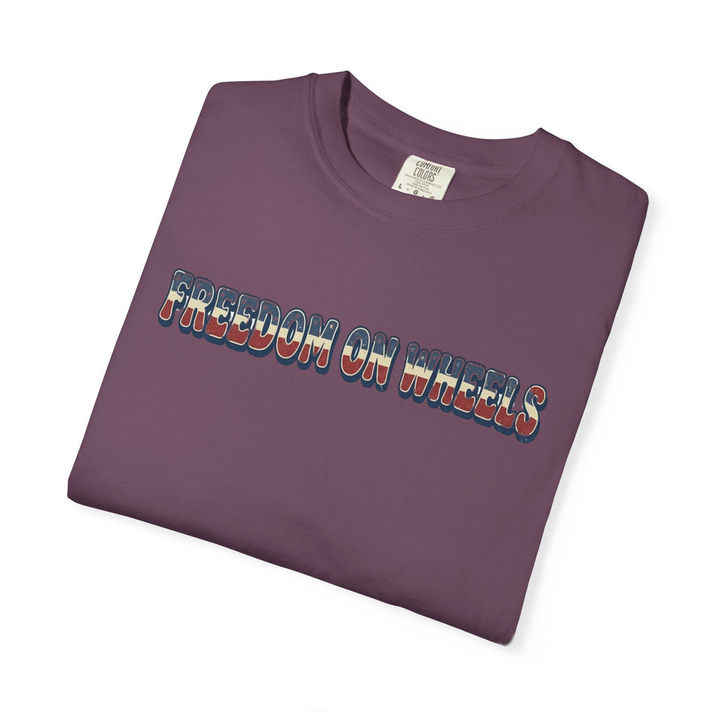 Freedom on Wheels T‑Shirt — 4th of July Motorcycle Rally Tee