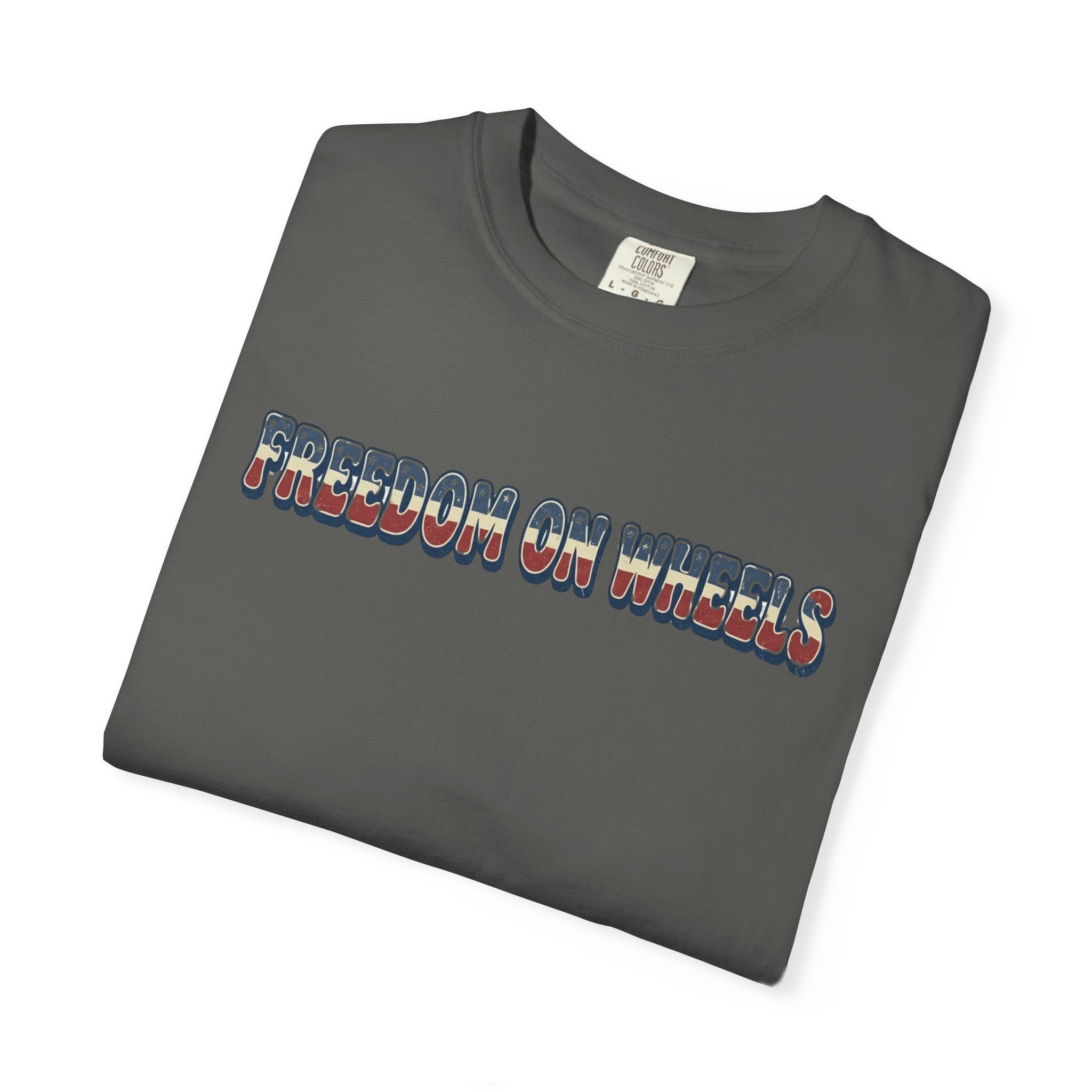 Freedom on Wheels T‑Shirt — 4th of July Motorcycle Rally Tee