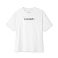 White t-shirt with black graphic design on a white background