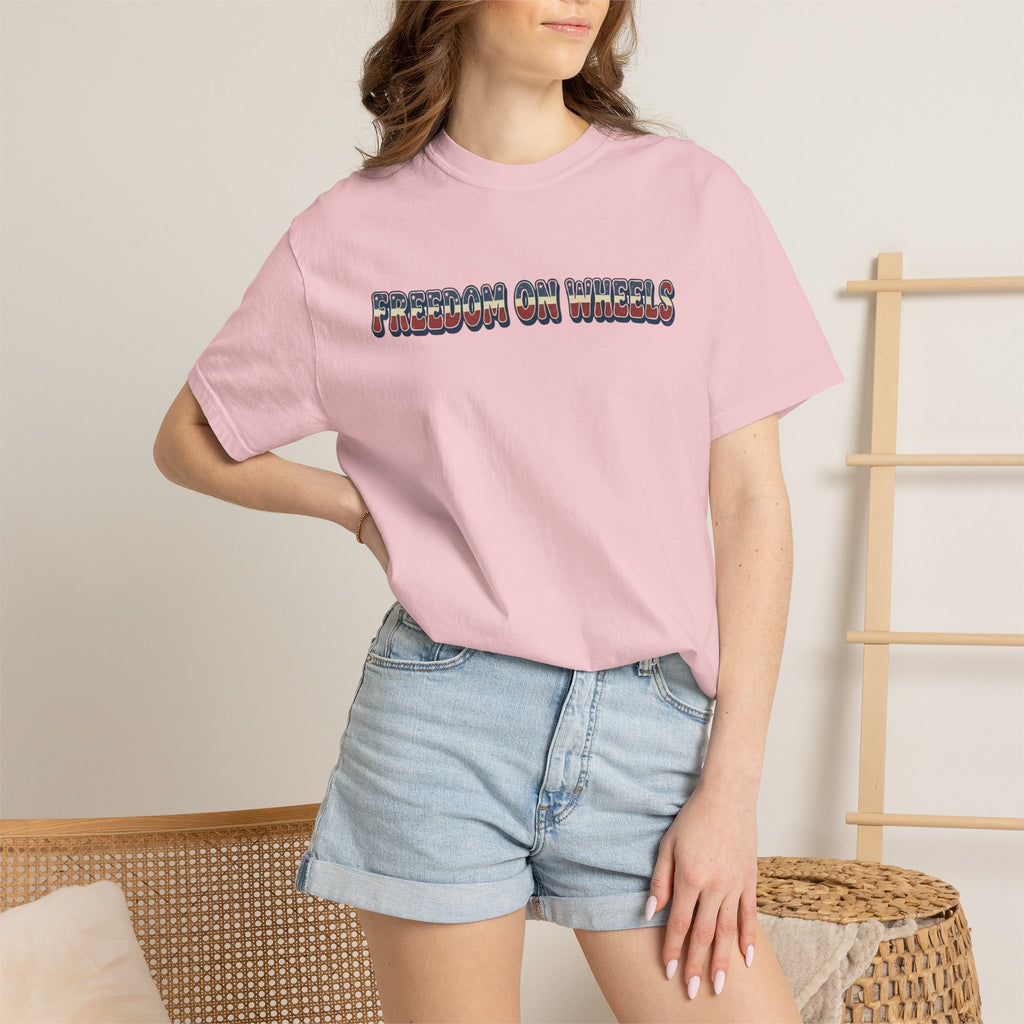 Freedom on Wheels T‑Shirt — 4th of July Motorcycle Rally Tee