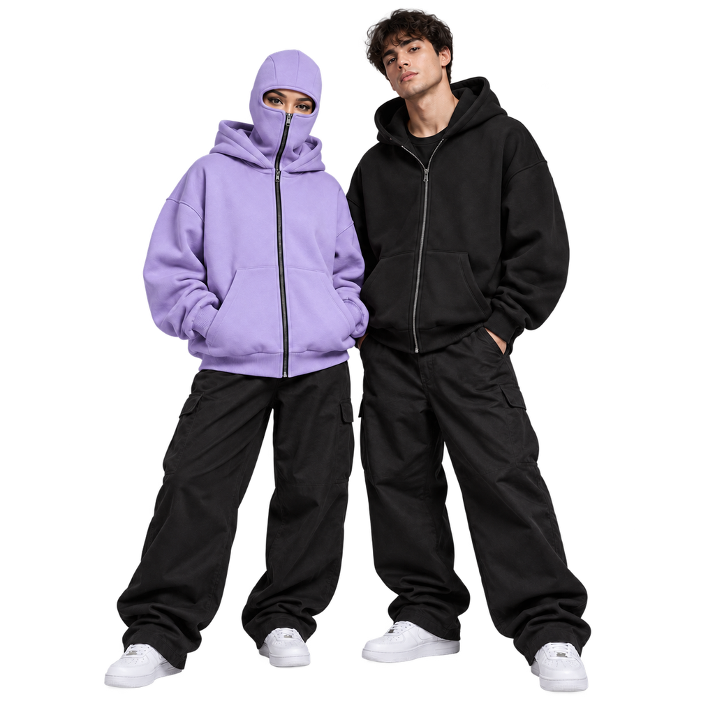 Anti-Social Balaclava Zip-Up Hoodie – Unisex Oversized