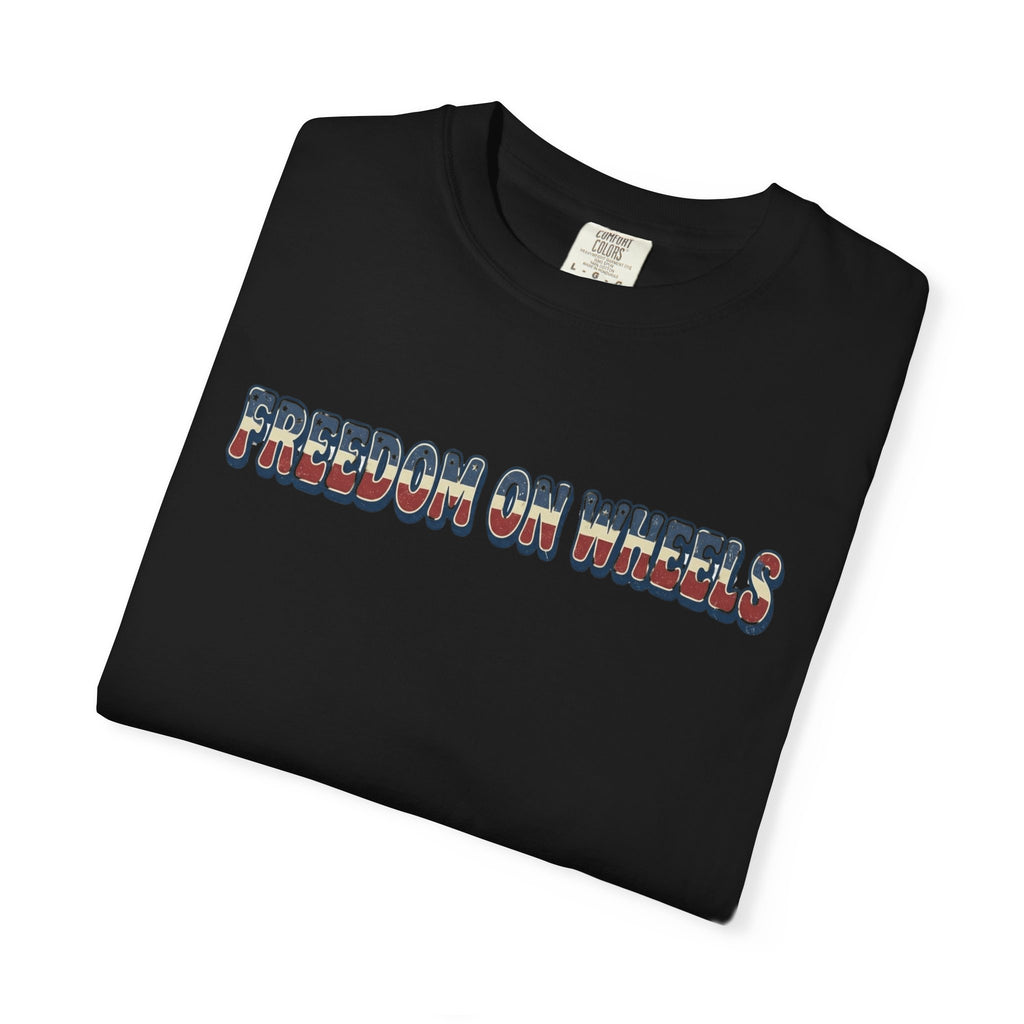 Freedom on Wheels T‑Shirt — 4th of July Motorcycle Rally Tee
