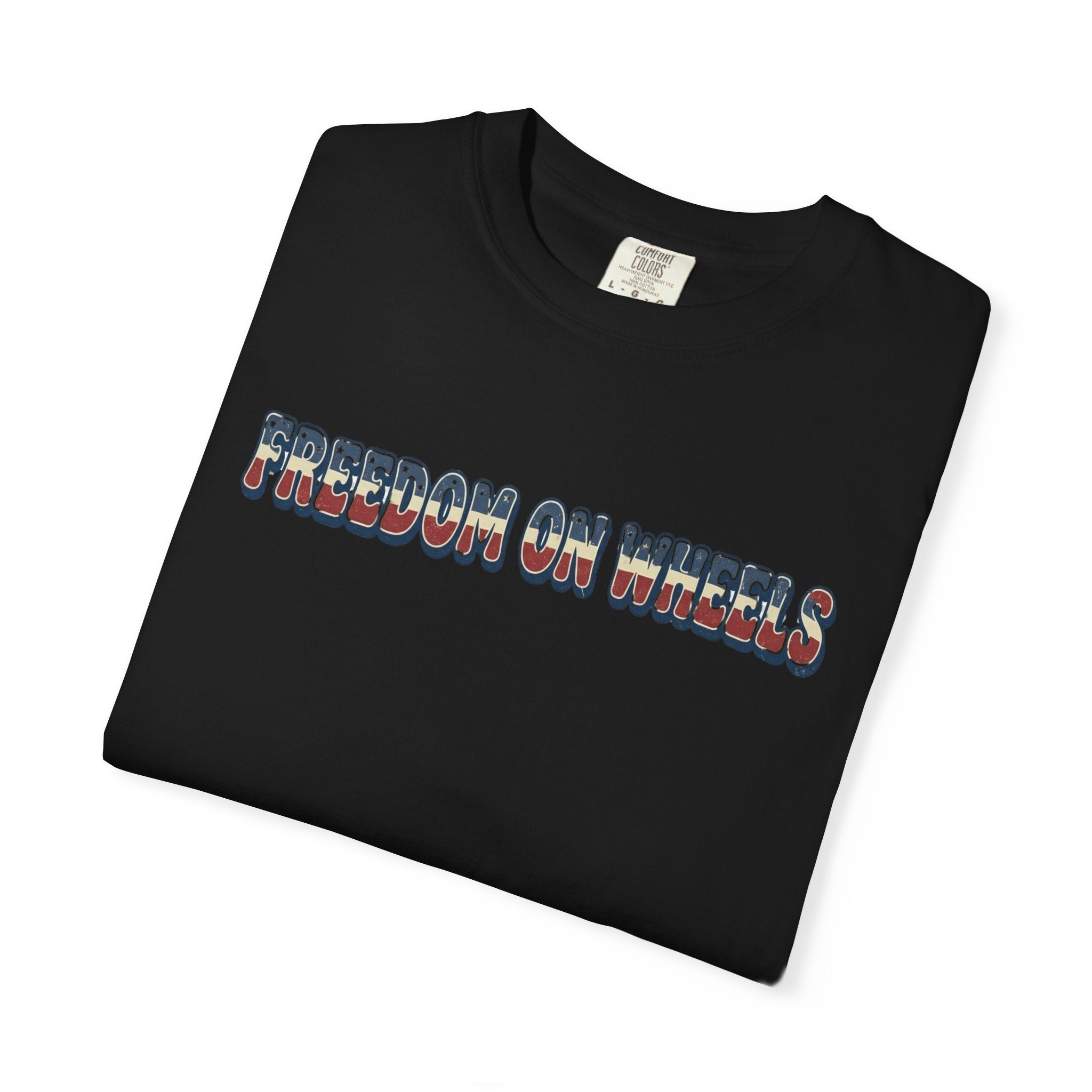 Freedom on Wheels T‑Shirt — 4th of July Motorcycle Rally Tee
