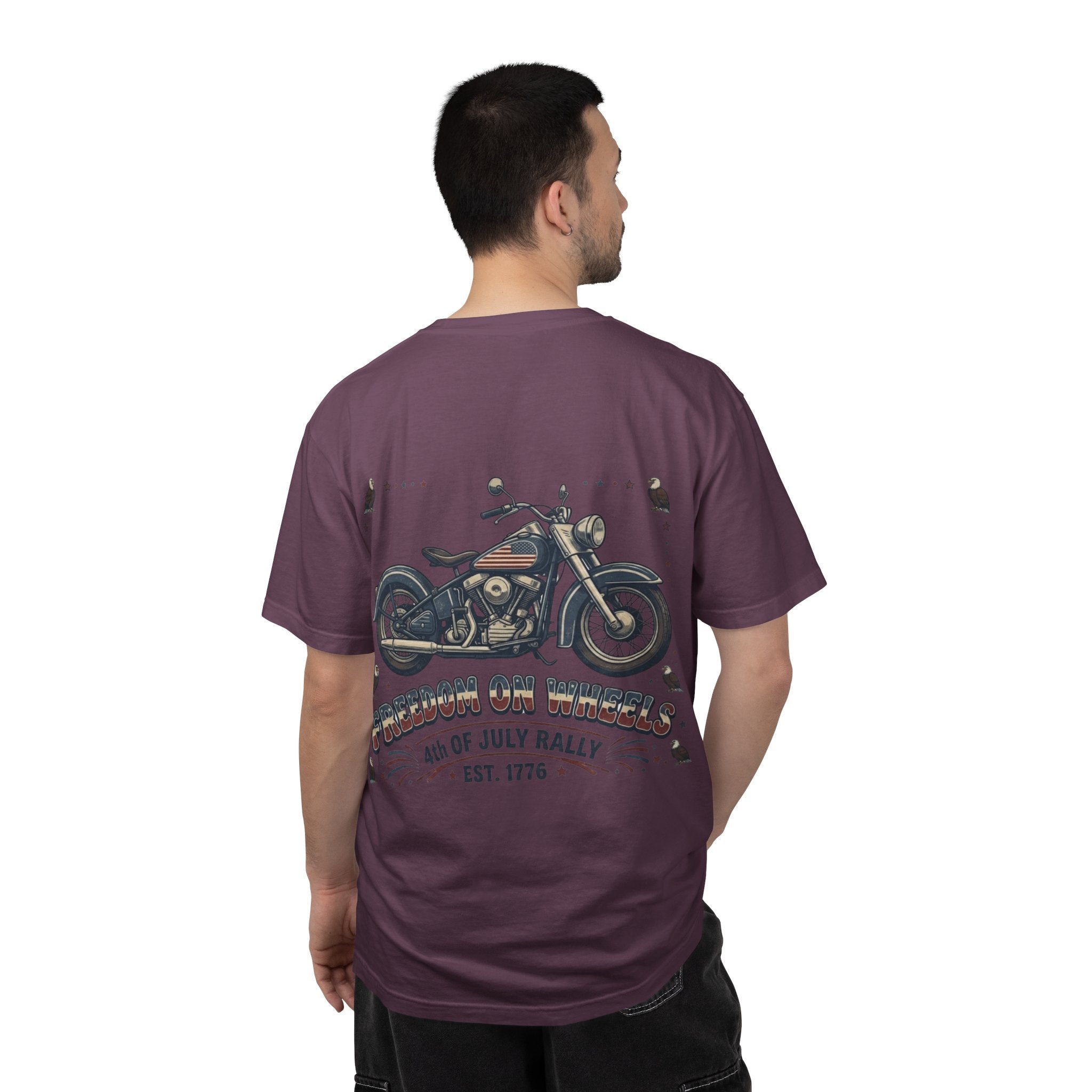 Freedom on Wheels T‑Shirt — 4th of July Motorcycle Rally Tee