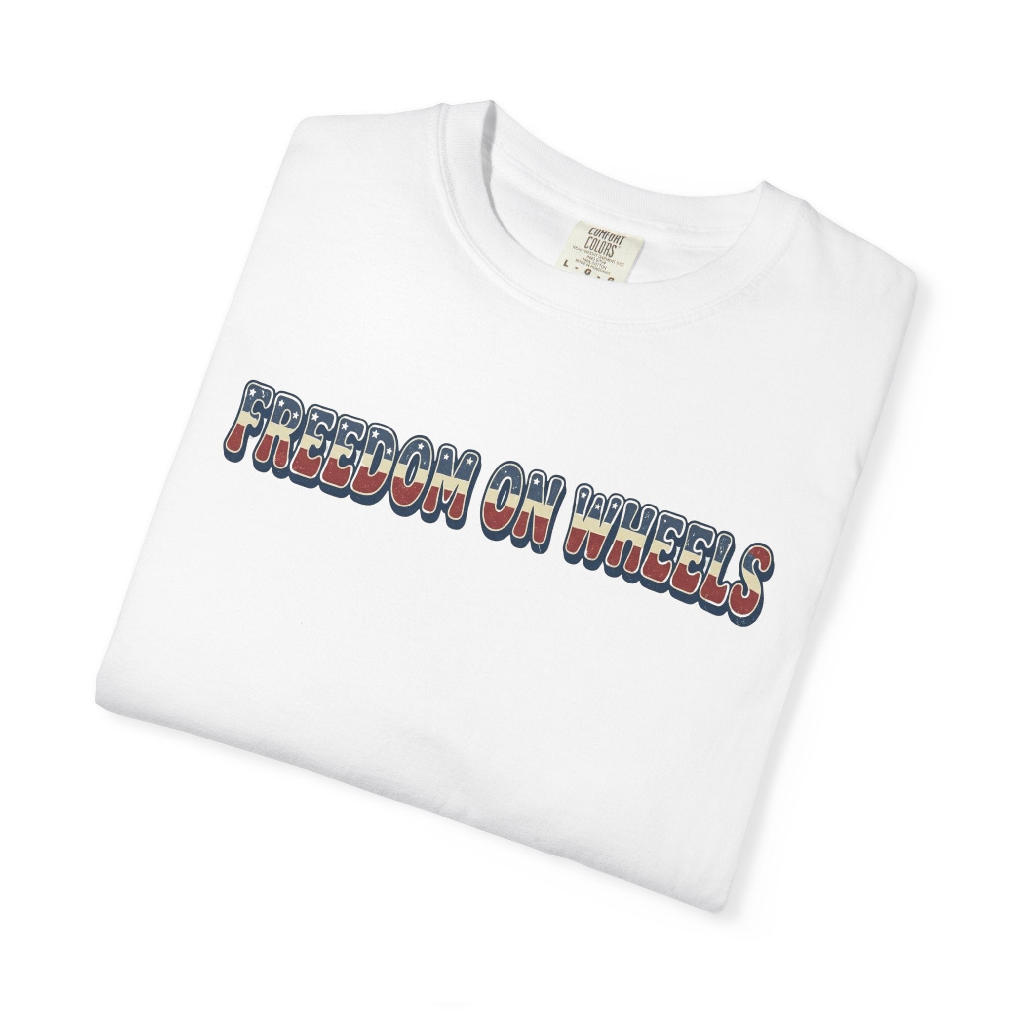 Freedom on Wheels T‑Shirt — 4th of July Motorcycle Rally Tee