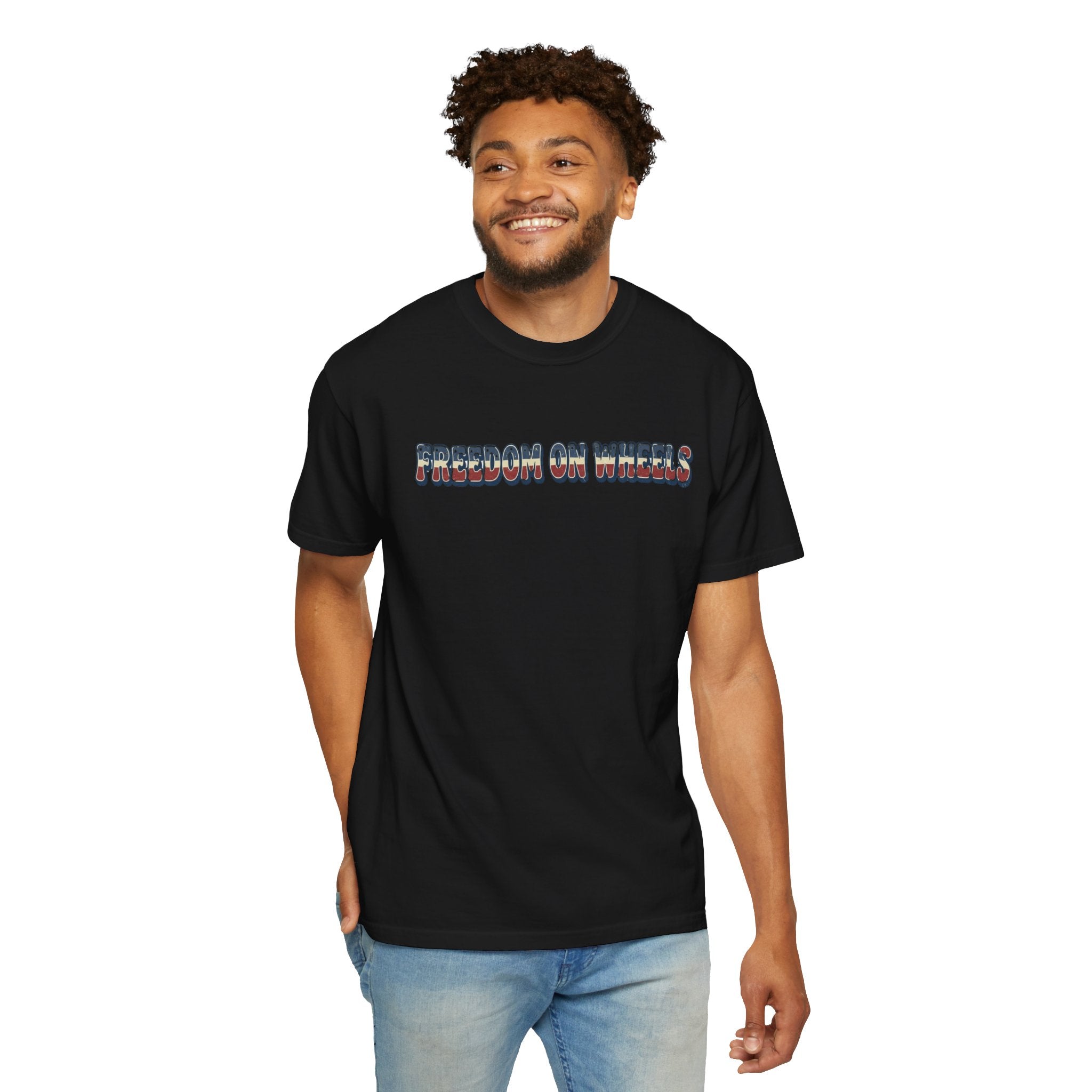 Freedom on Wheels T‑Shirt — 4th of July Motorcycle Rally Tee