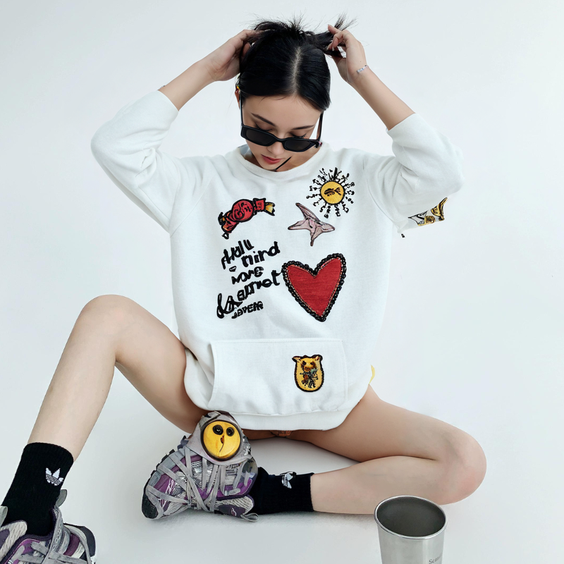 Heart Star Graffiti Hooded Sweatshirt for Unisex