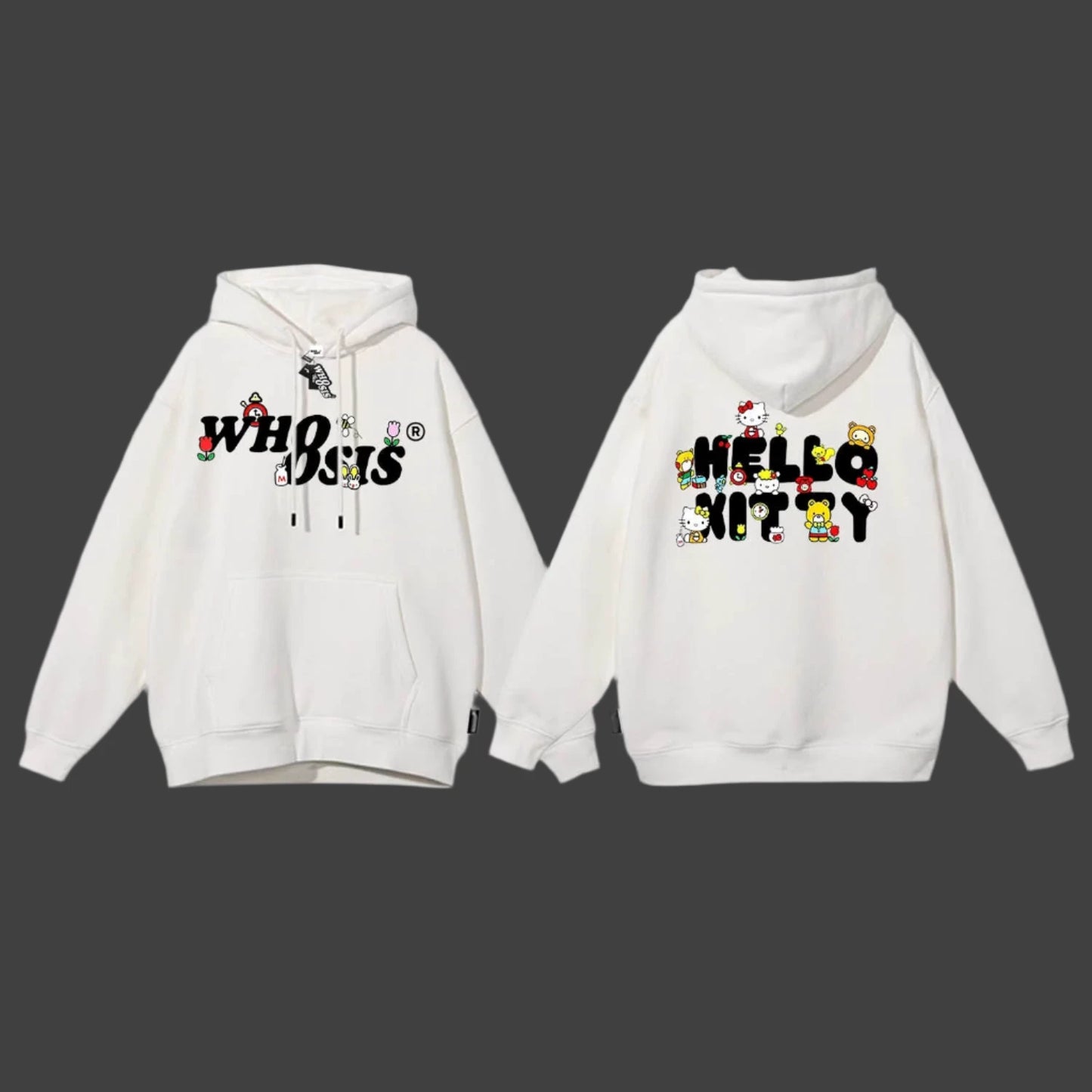 WHOOSIS Joint Hello Kitty Cartoon Hooded Sweatshirt for Unisex