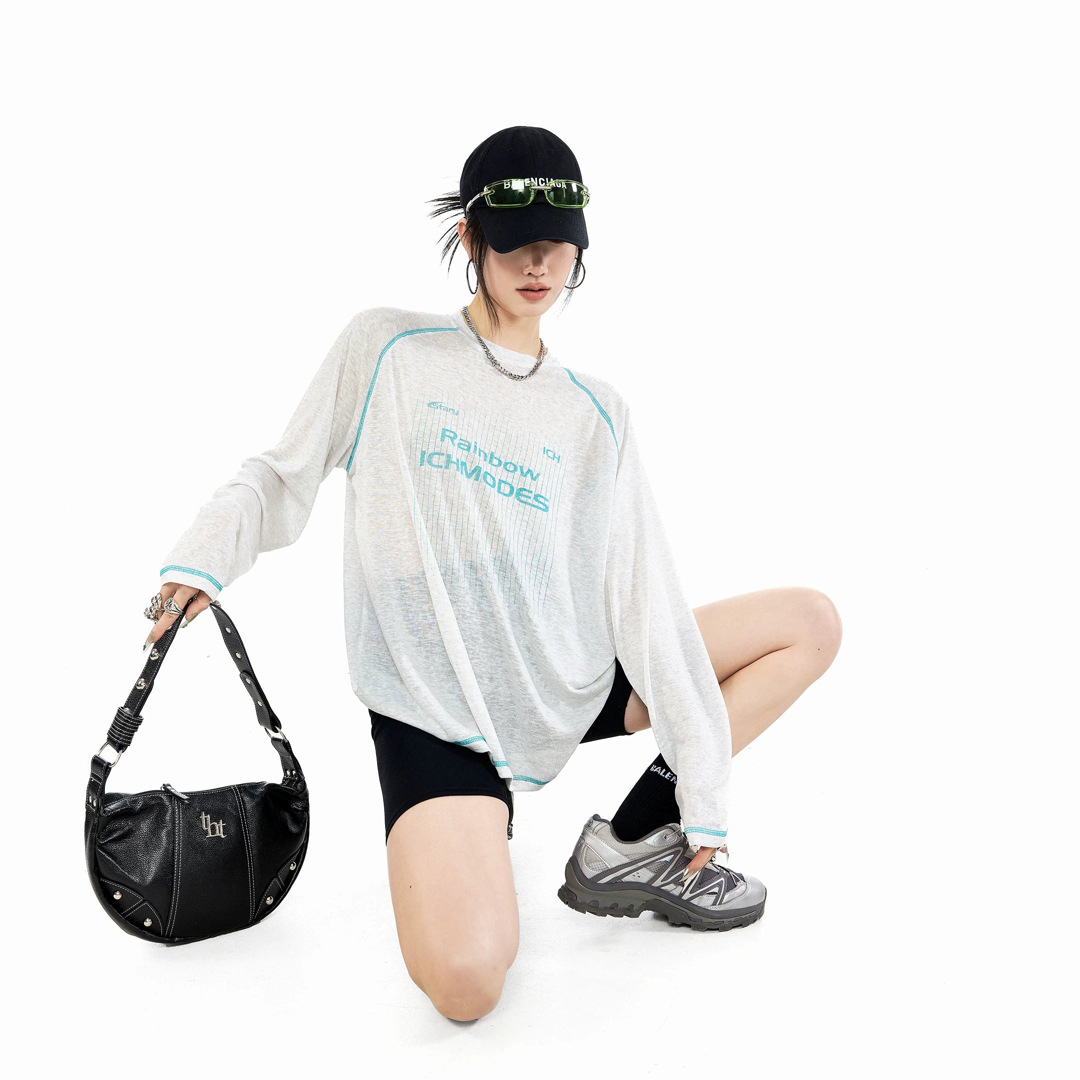 ICHMODE莱赛尔哈苏线物理防晒运动罩衫女夏季凉感长袖T恤粉色上衣