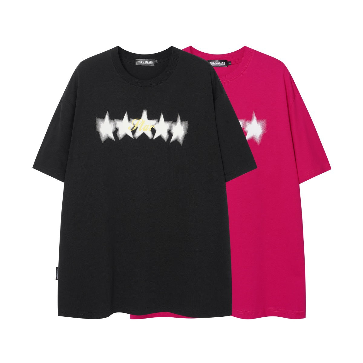 Removable Star  Fun Loose Crewneck T-shirt Short Sleeve