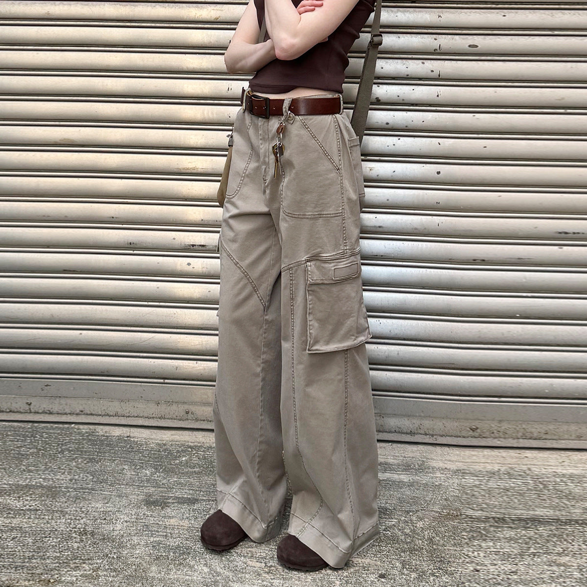 Retro Khaki Straight Cargo Pants