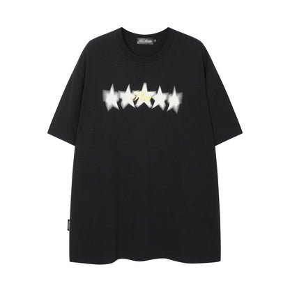 Removable Star  Fun Loose Crewneck T-shirt Short Sleeve