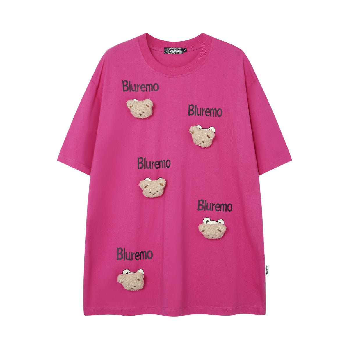 Funny Cartoon Bear Doll Letter Short Sleeve T-shirt