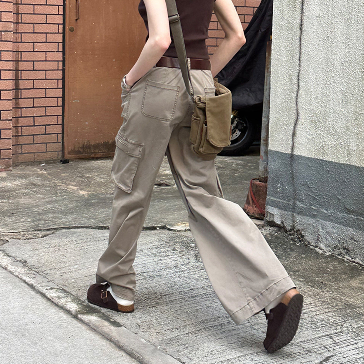 Retro Khaki Straight Cargo Pants