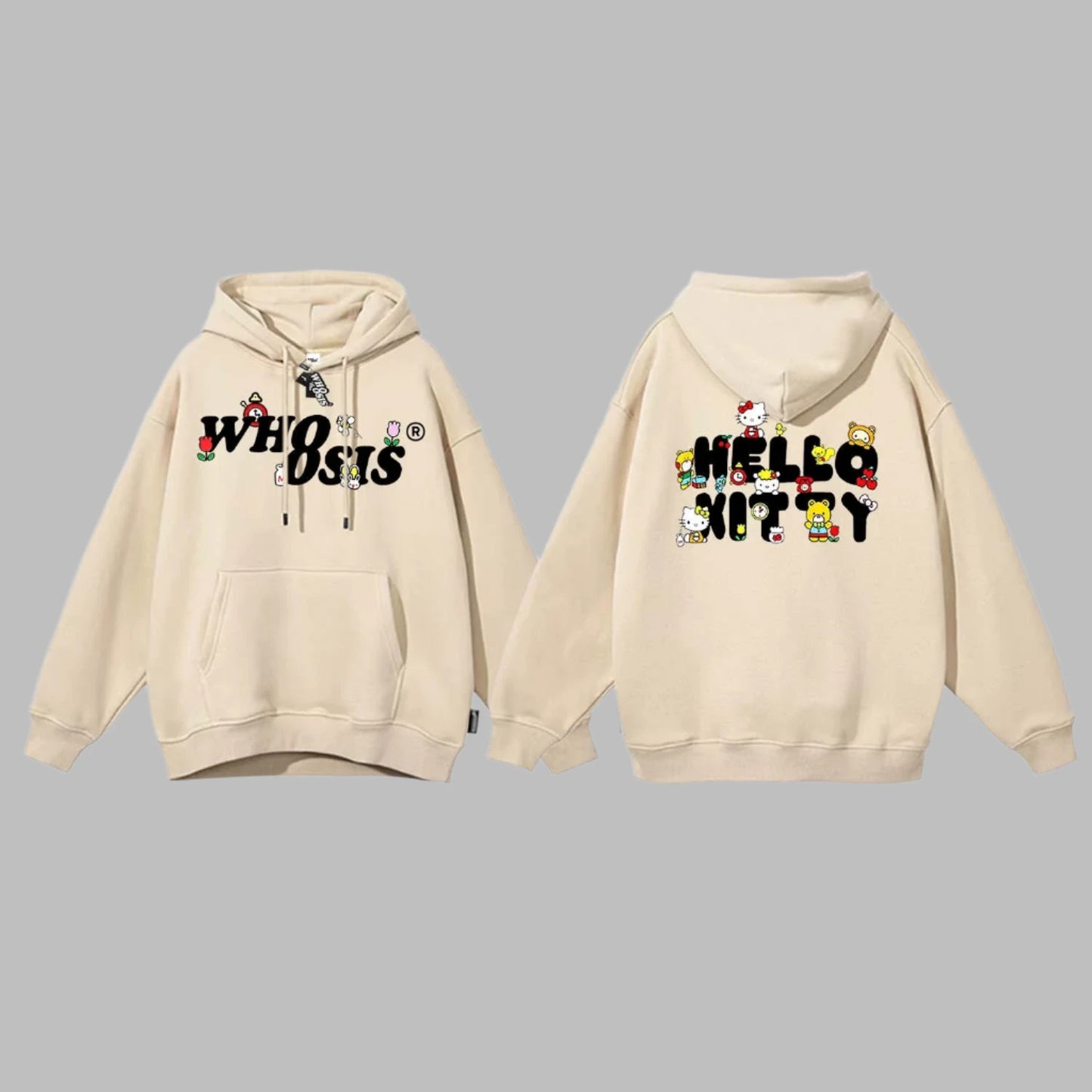 WHOOSIS Joint Hello Kitty Cartoon Hooded Sweatshirt for Unisex