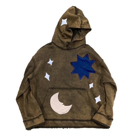 Craft Patch Embroidered Hoodie Destroyed Lazy