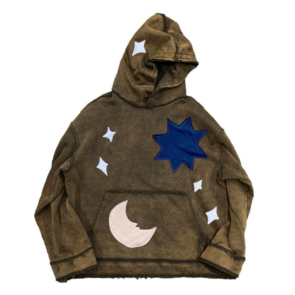 Craft Patch Embroidered Hoodie Destroyed Lazy