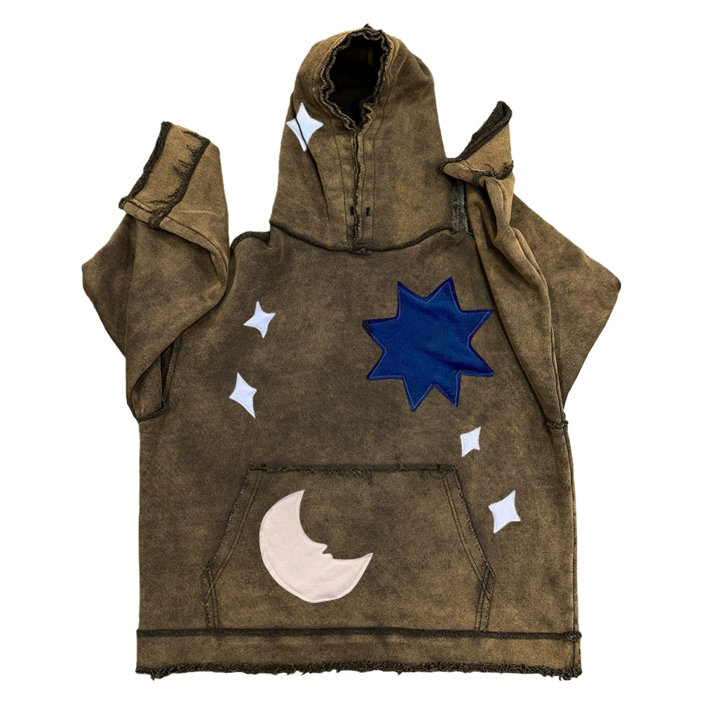 Craft Patch Embroidered Hoodie Destroyed Lazy