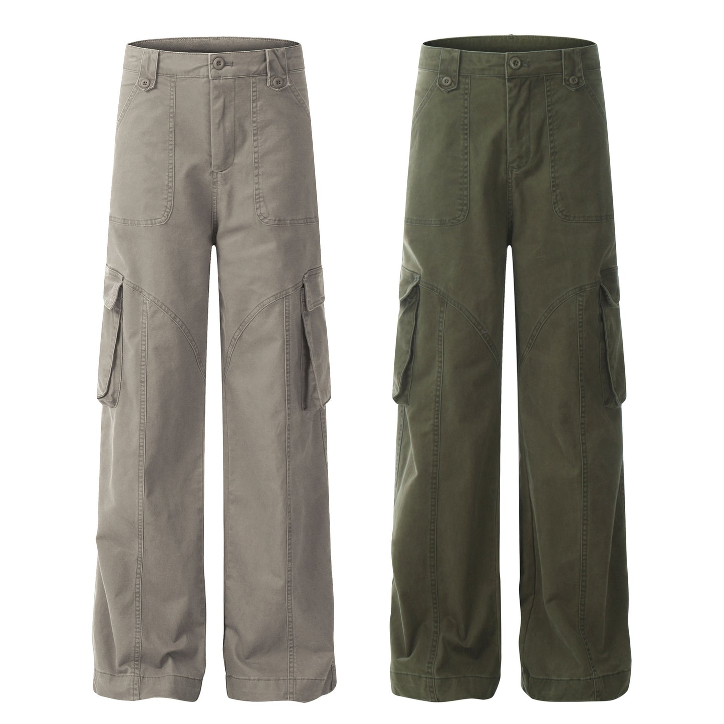 Retro Khaki Straight Cargo Pants