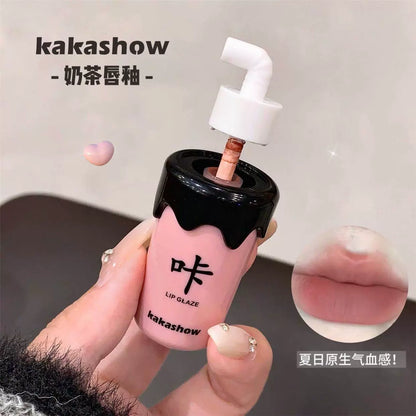 Milk Tea Cup Lip Glaze Matte Cartoon Kakashow