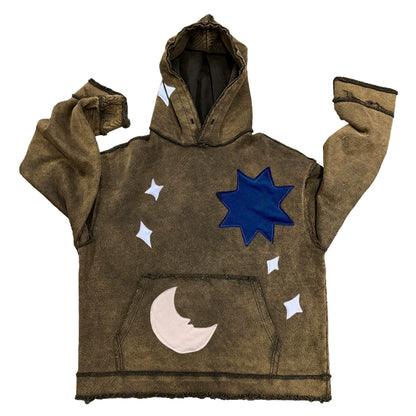 Craft Patch Embroidered Hoodie Destroyed Lazy