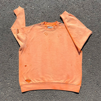 Orange Pullover Sweatshirt Solid Color For Unisex