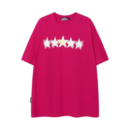 Removable Star  Fun Loose Crewneck T-shirt Short Sleeve