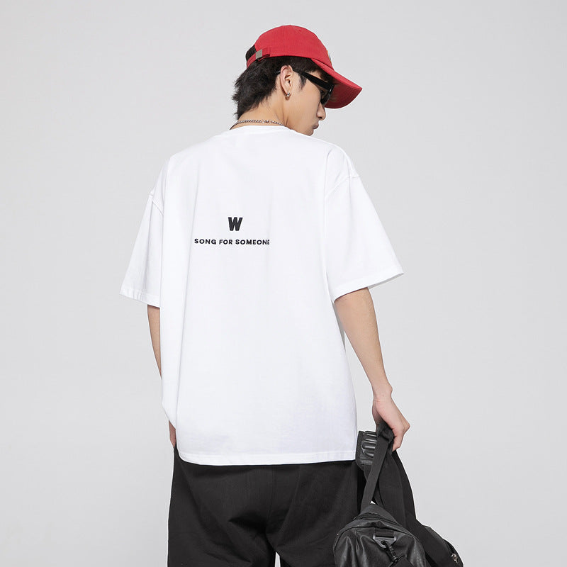 Unisex Wear Sporty Style W Print Fashionable Japanese Short Sleeve Crady